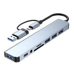 Adaptador multiportas USB C Hub Pro 8 em 1,