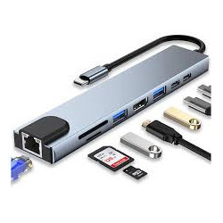 Cópia de Adaptador multiportas USB C Hub Pro 8 em 1,
